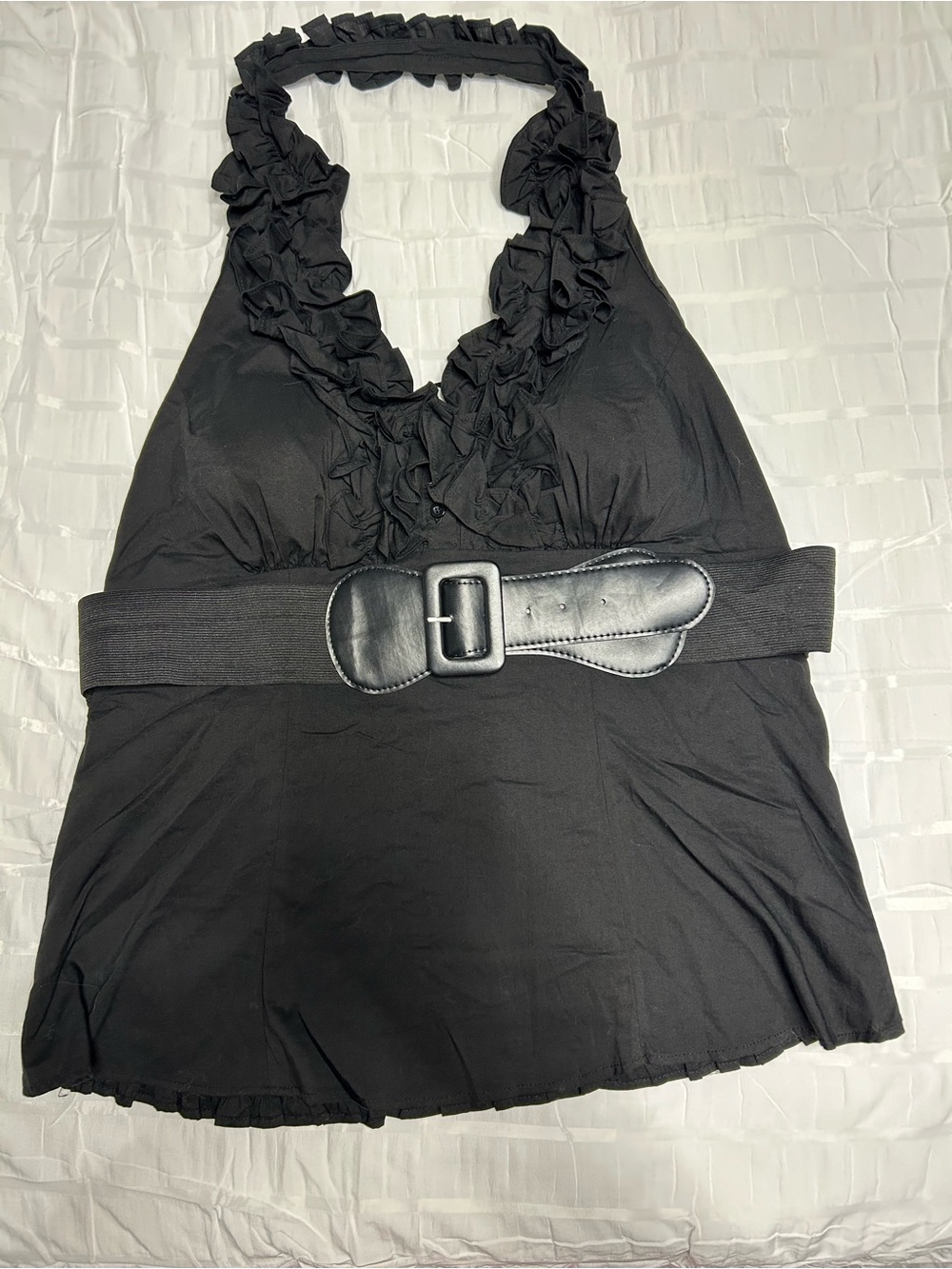 Truth Black Ruffled Halter Camisole with Waist Belt